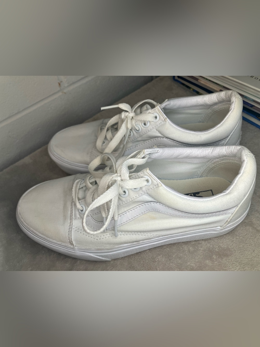 Vans Women's All-White Low Top Lace-Up Sneakers